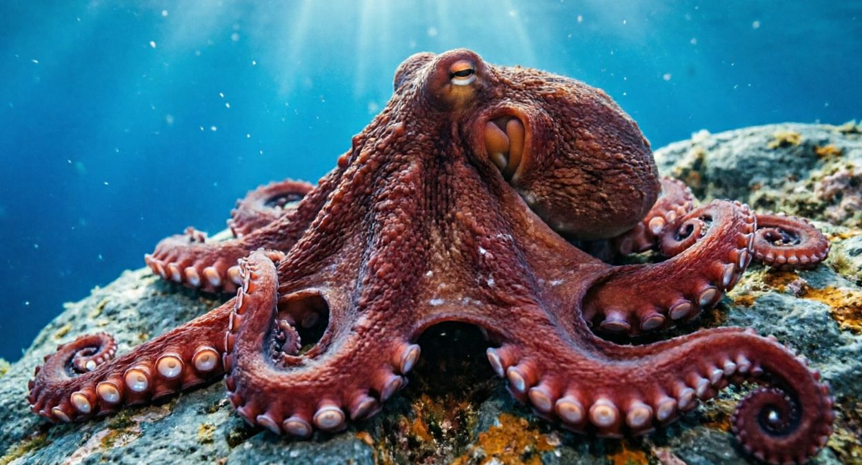 Осьминог на морском дне